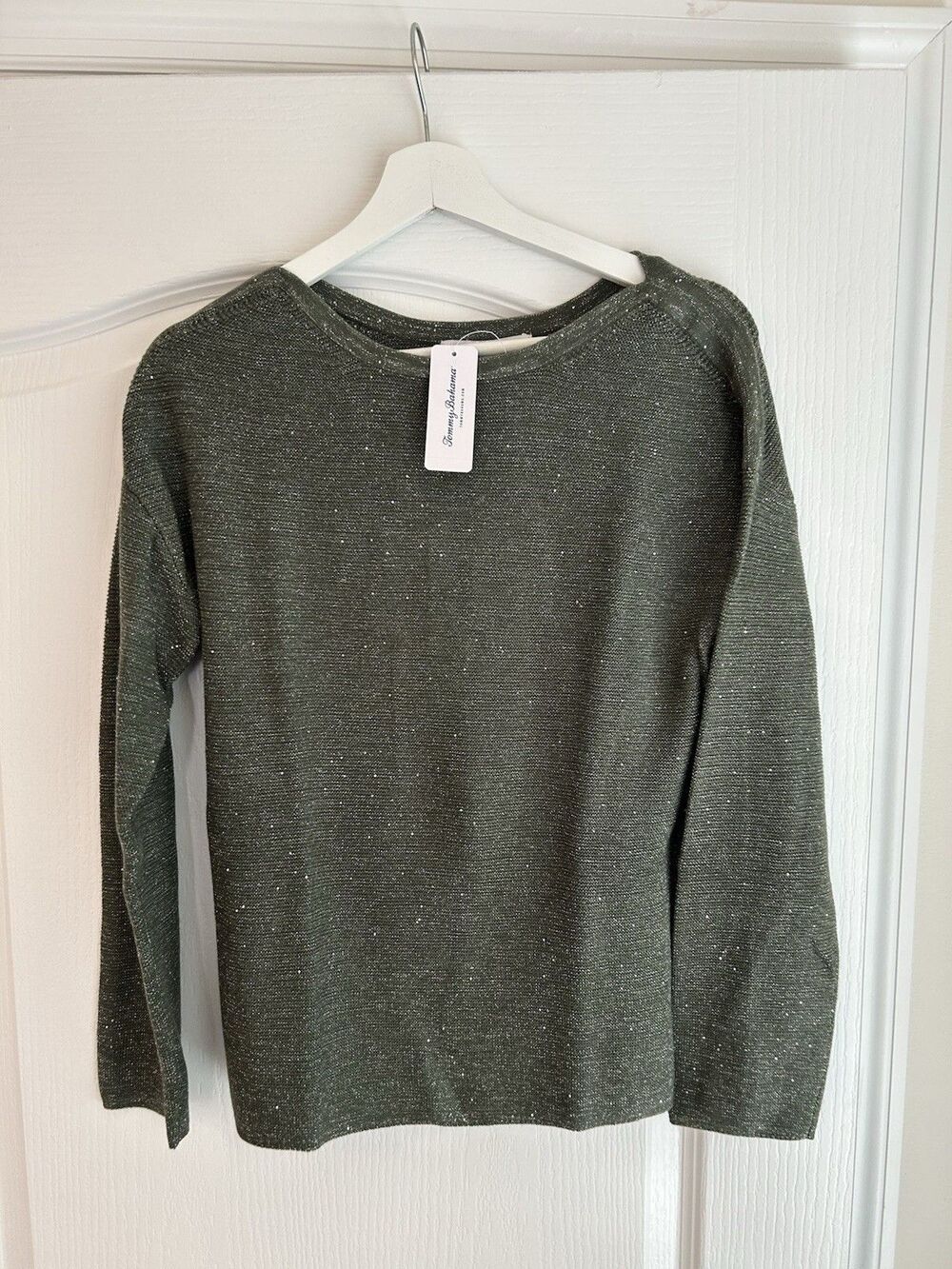 New Tommy Bahama Women Crystal Sands Bateau Cotton Mix Sweater Top Shimmering S